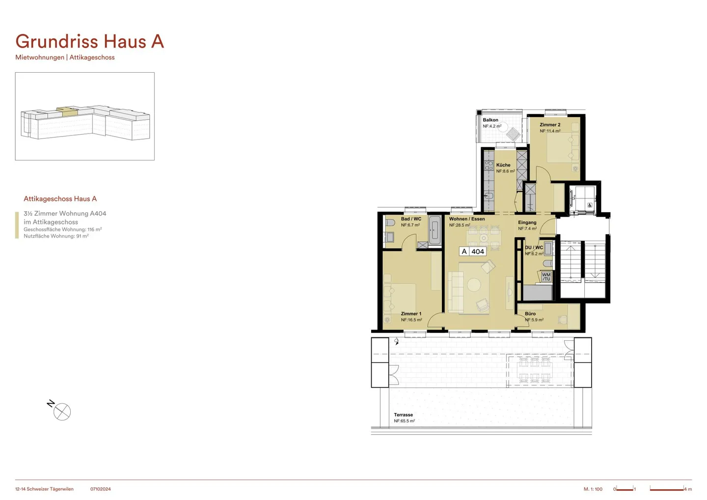 Stilvolle Attikawohnung in Tägerwilen - Foto 3 von 15