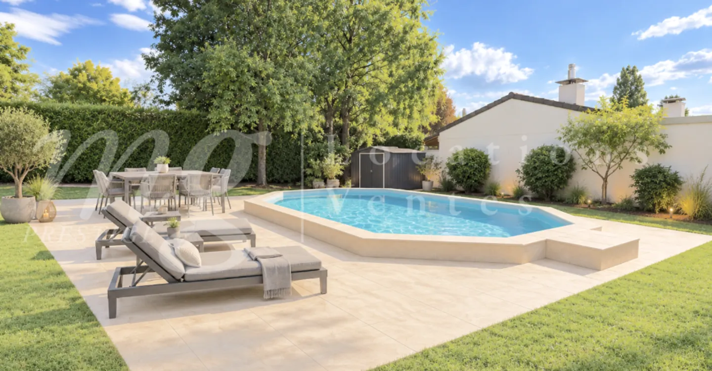 GROSSES EINZELHAUS MIT 8 ZIMMERN -- SEHR SCHÖNER EINGEZÄUNTER GARTEN MIT NEUEM POOL - Foto 1 von 11