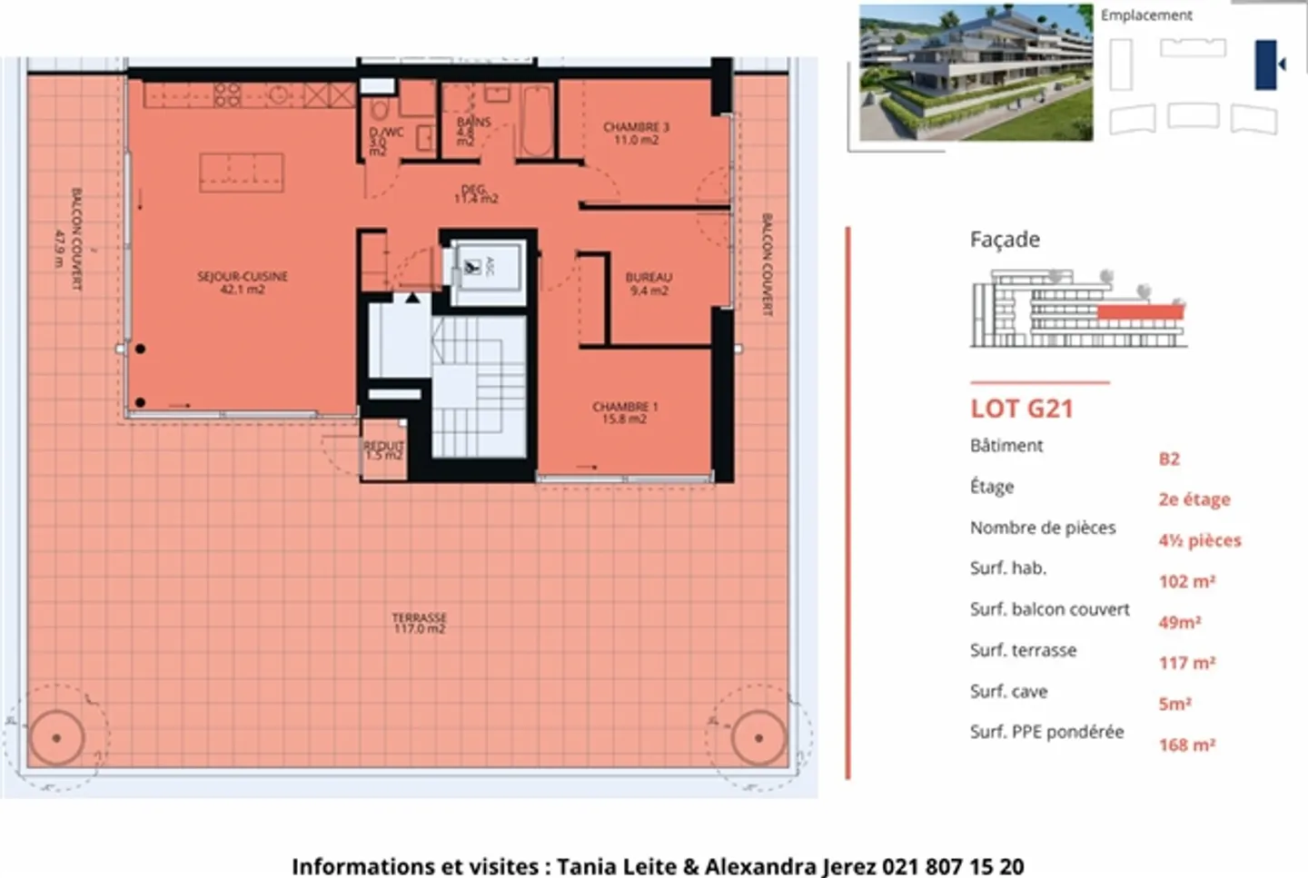 «Luxuriöse 4,5 Eckzimmer von 168m2 mit Terrasse von 117m2 im 2. Stock» - Foto 13 von 13
