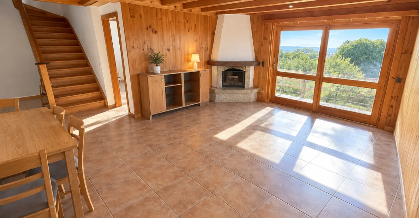 La Coudre: 5,5 renovierte Zimmer mit großer Terrasse und freiem Blick - Foto 2 von 9