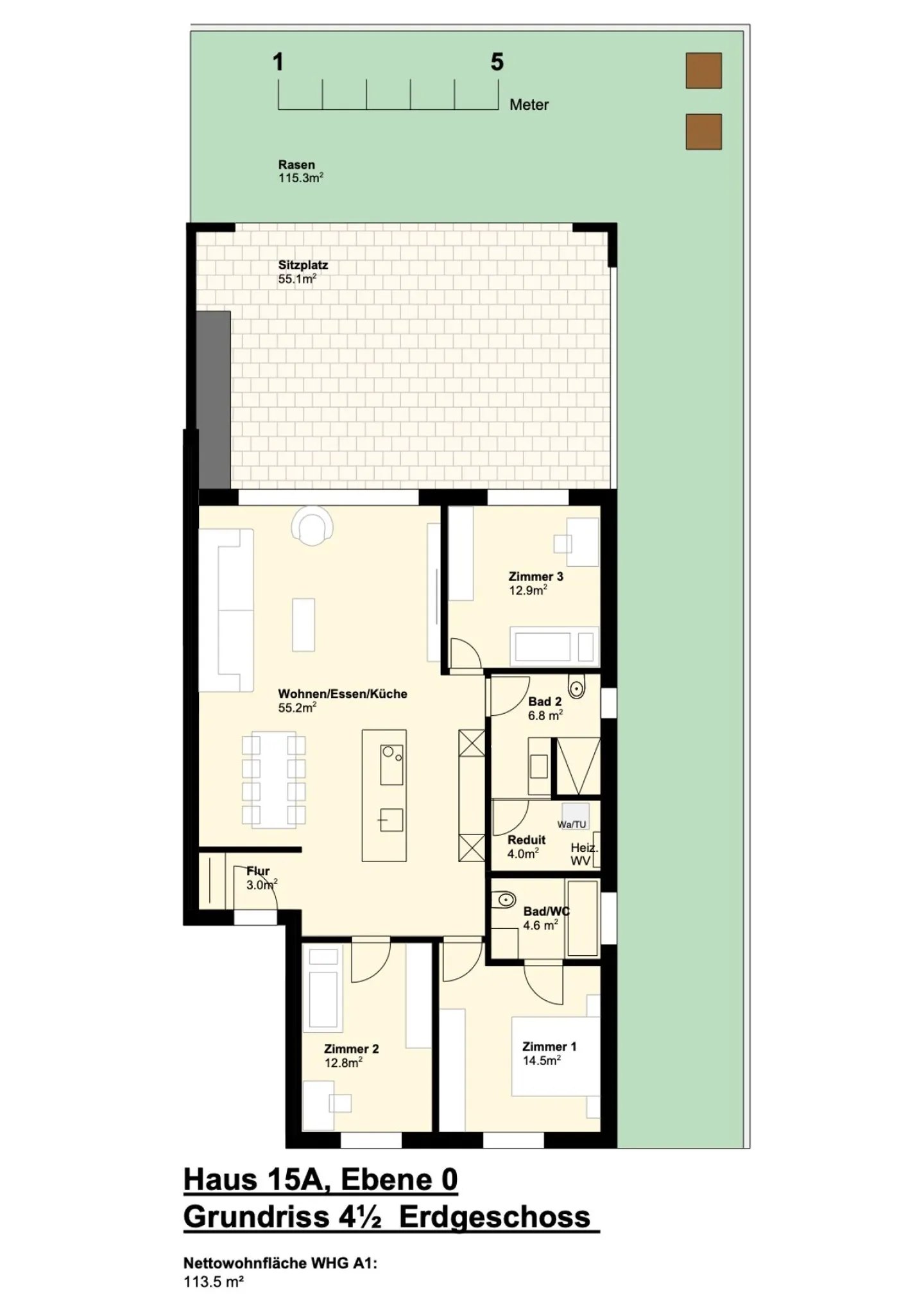 «WOHNEN AN PERFEKTER ZENTRUMSLAGE; 4 1/2 Zimmer Gartenwohnung» - Foto 7 von 10