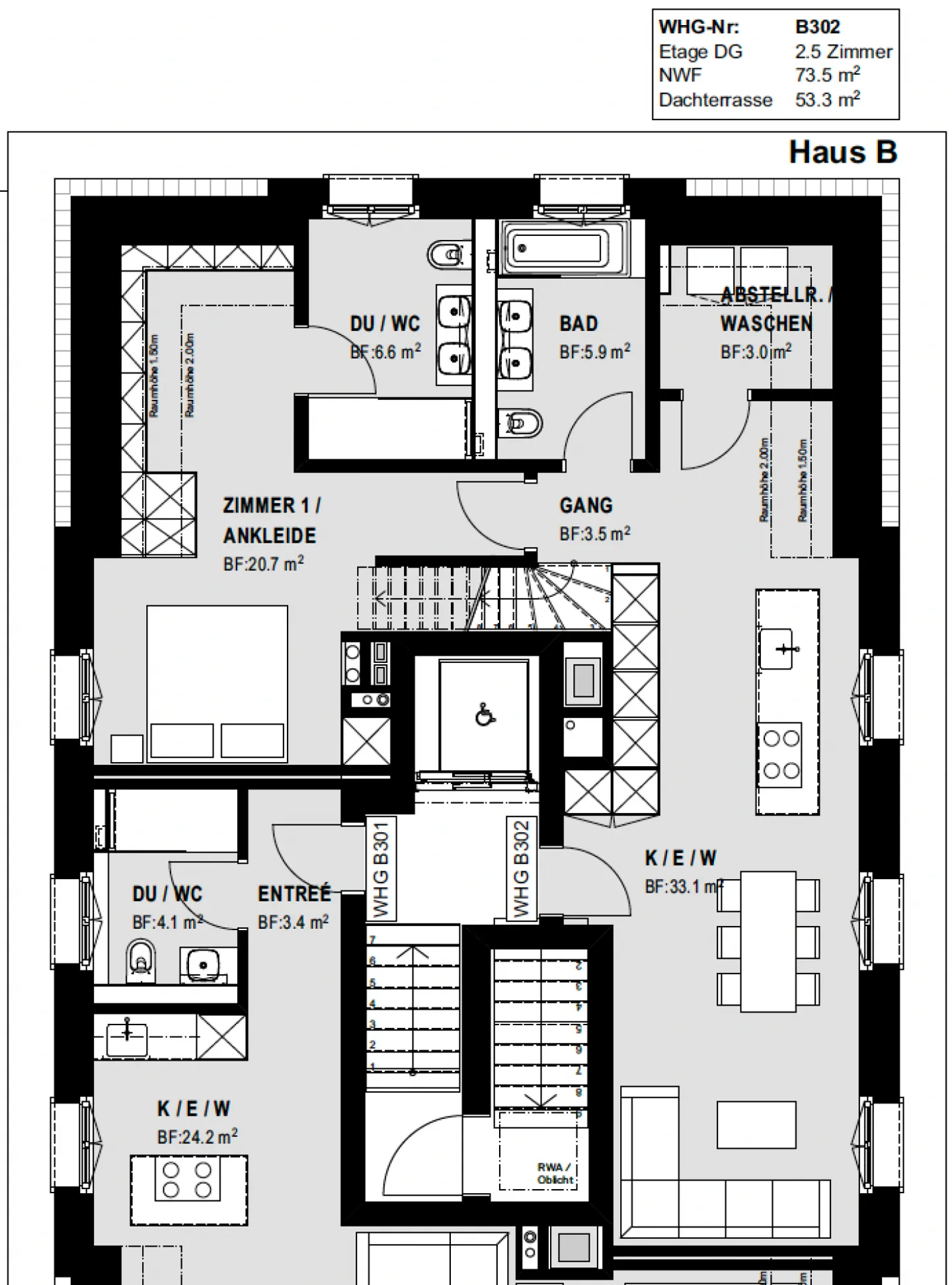 Unique 2.5-room apartment with huge private rooftop terrace - Photo 10 of 11