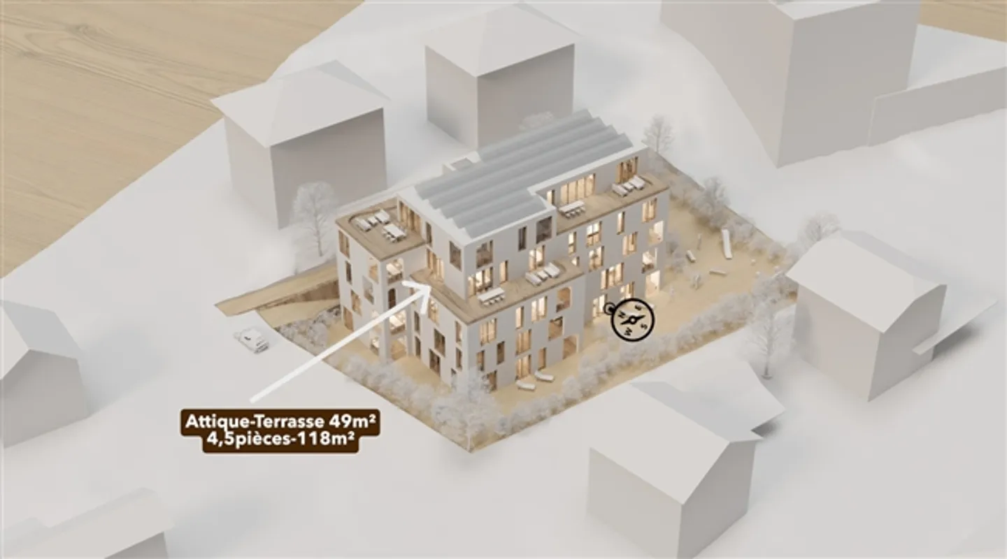 Penthouse Terrace 49 m² – Minergie 4.5 Rooms 118 m² – Delivery 2027 - Photo 3 of 9