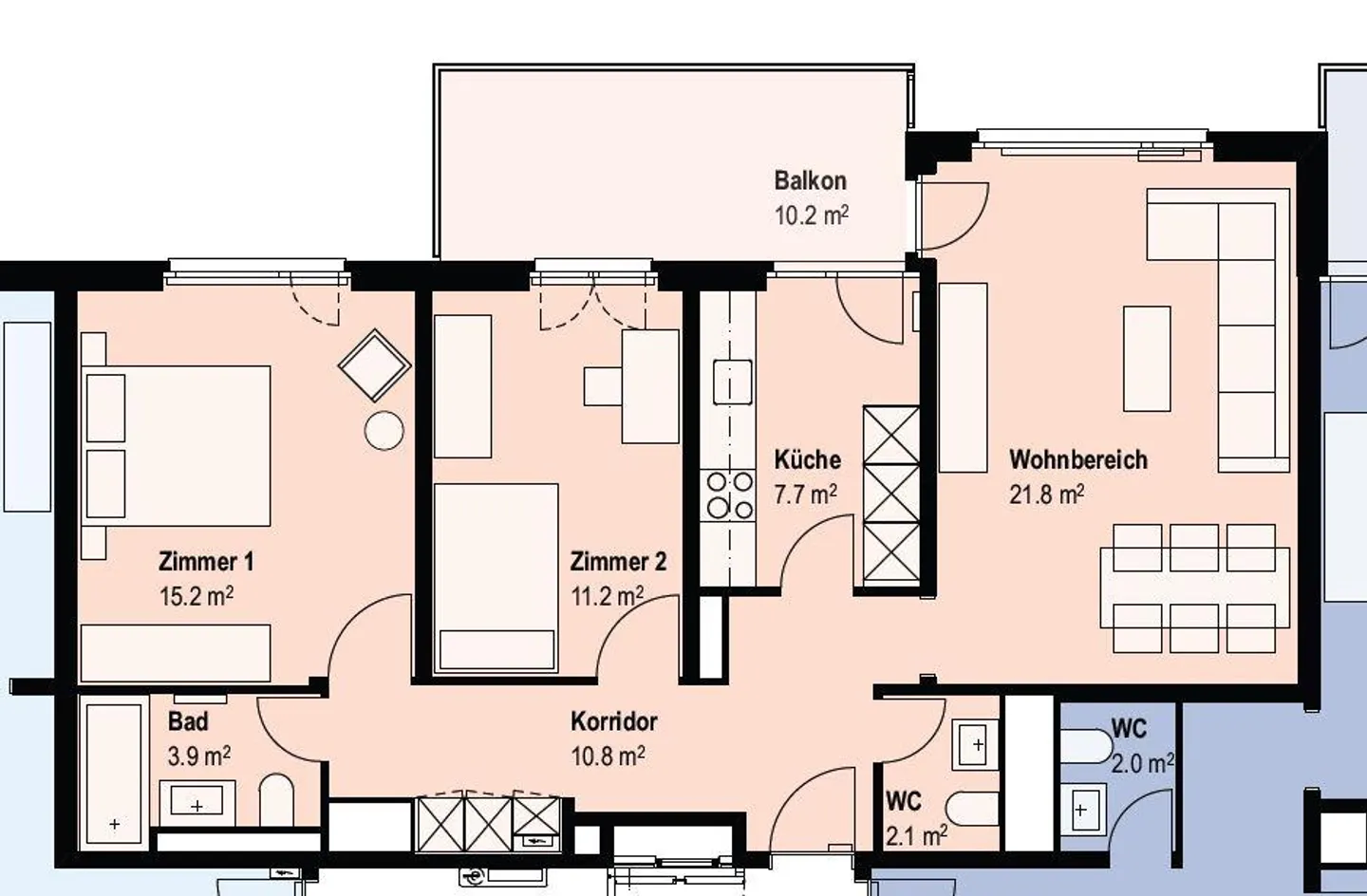 Modernes Apartment mit Balkon - Foto 11 von 11