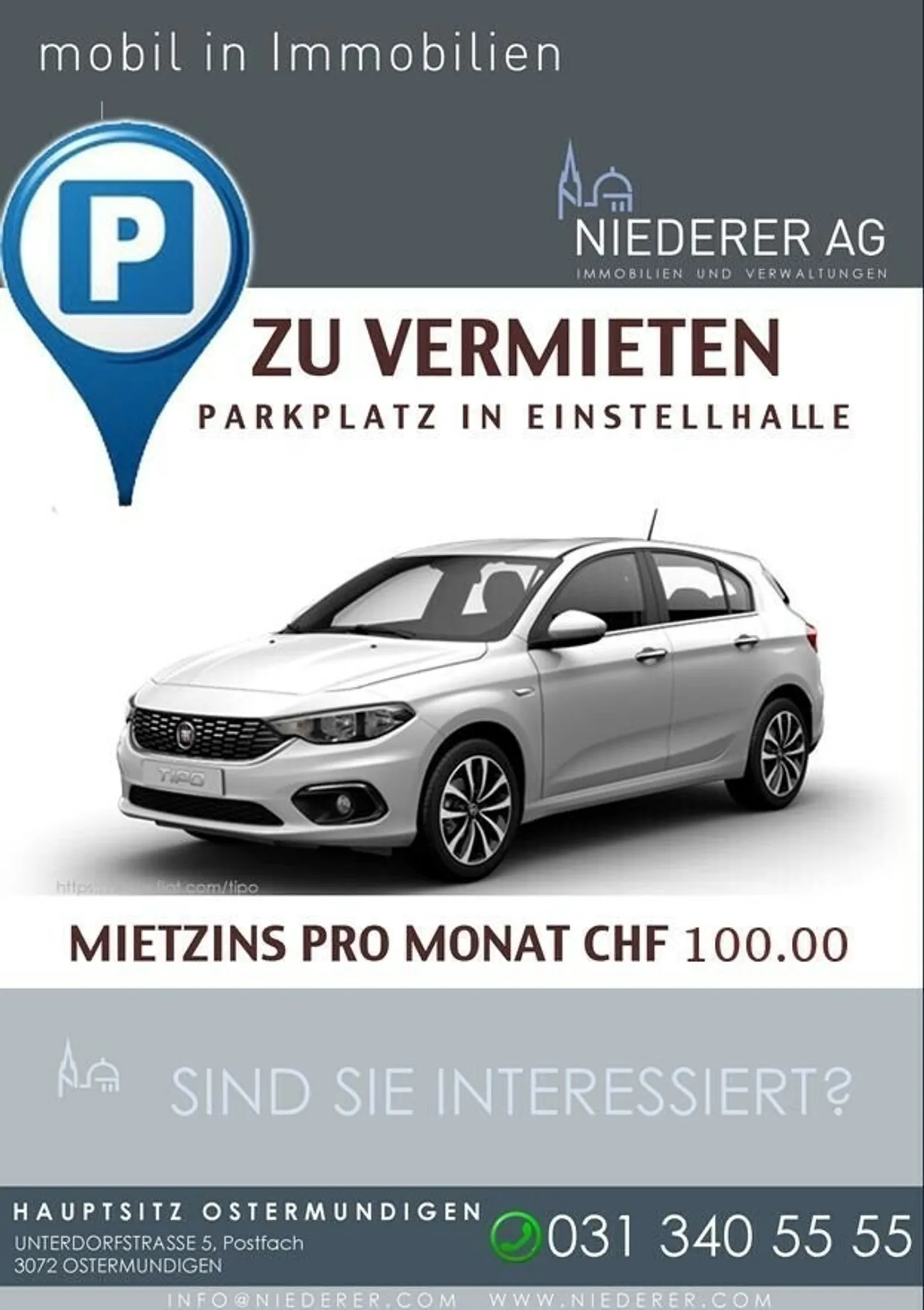 Several parking spaces for rent at CHF 100.00 each - Photo 1 of 1