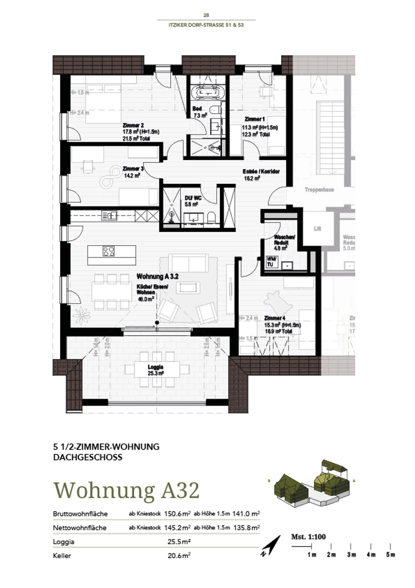 Large 5.5 Room Penthouse Apartment, 141m2 Living Space - Photo 4 of 9