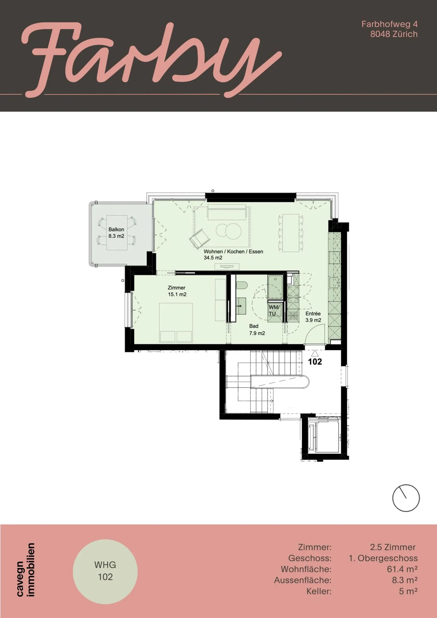 Farby : Appartement neuf lumineux de 2,5 pièces à Zurich-Altstetten - Photo 6 sur 10