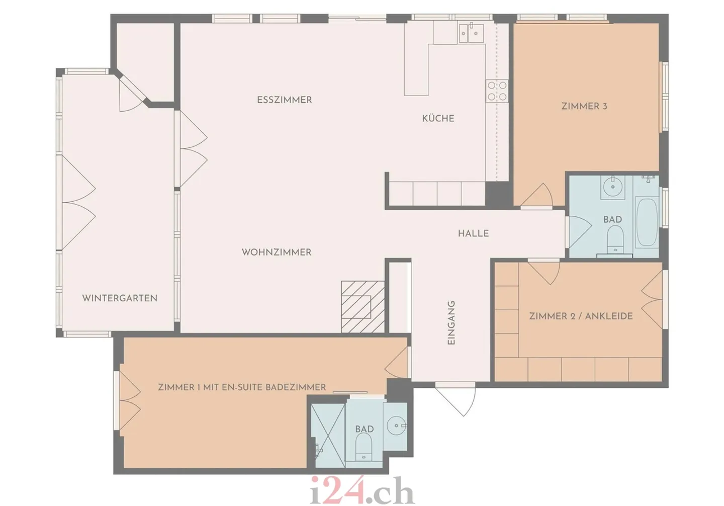 Well-kept 4.5 room garden apartment with winter garden and fireplace - Photo 9 of 9