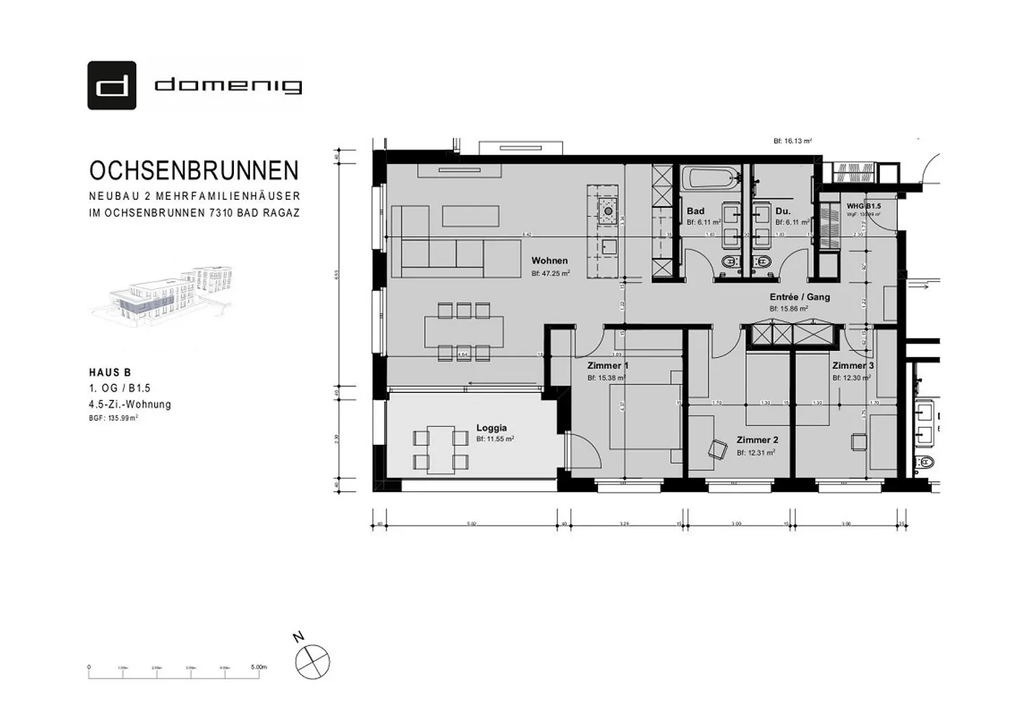 grosse 4.5 Zimmerwohnung B1.5 in Bad Ragaz - Foto 9 di 9