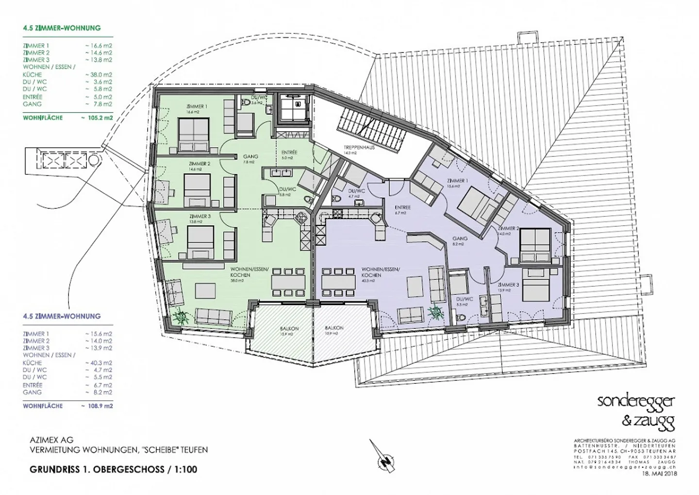 Appartement moderne de 4,5 pièces ensoleillé avec vue imprenable sur l'Alpstein - Photo 4 sur 14