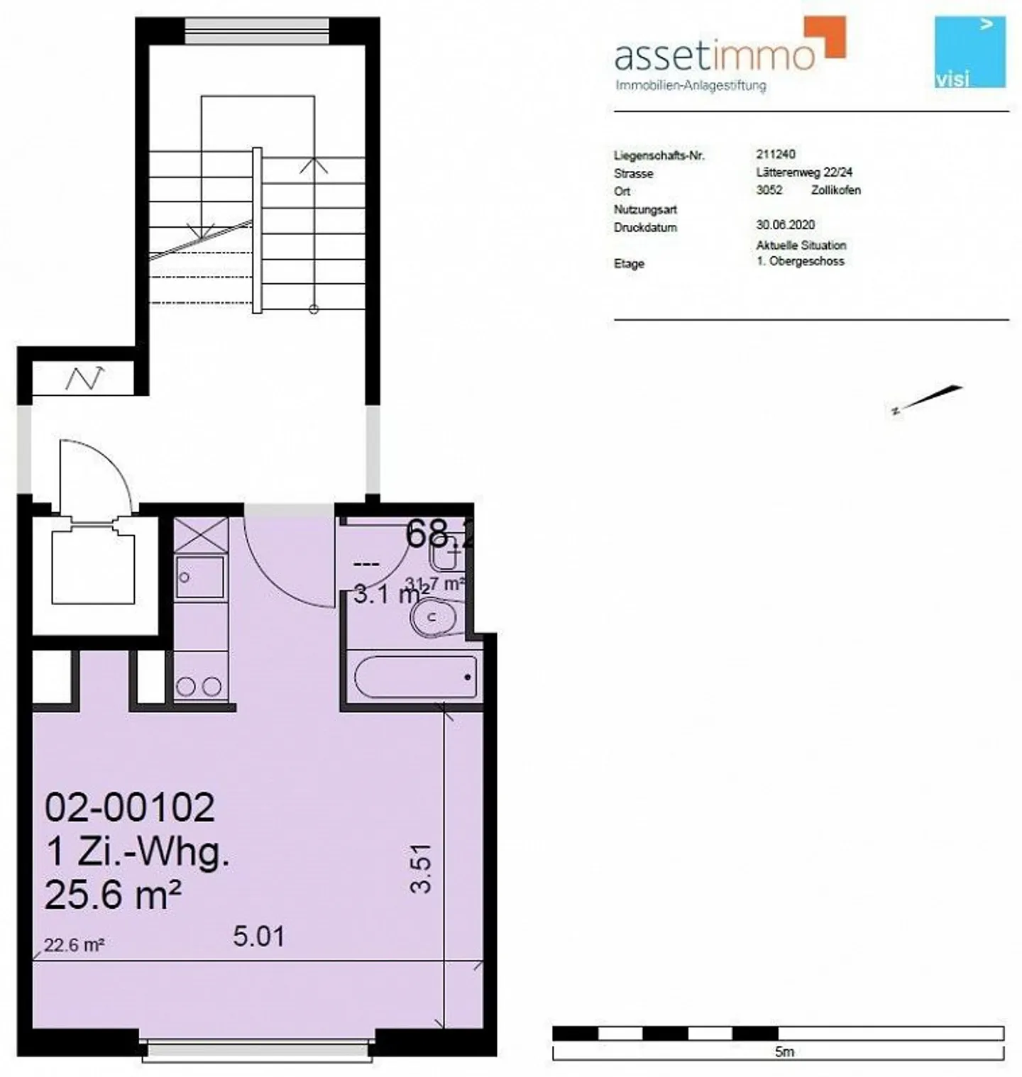Modern 1-room apartment of 25 m² on the 1st floor with balcony - Photo 8 of 8