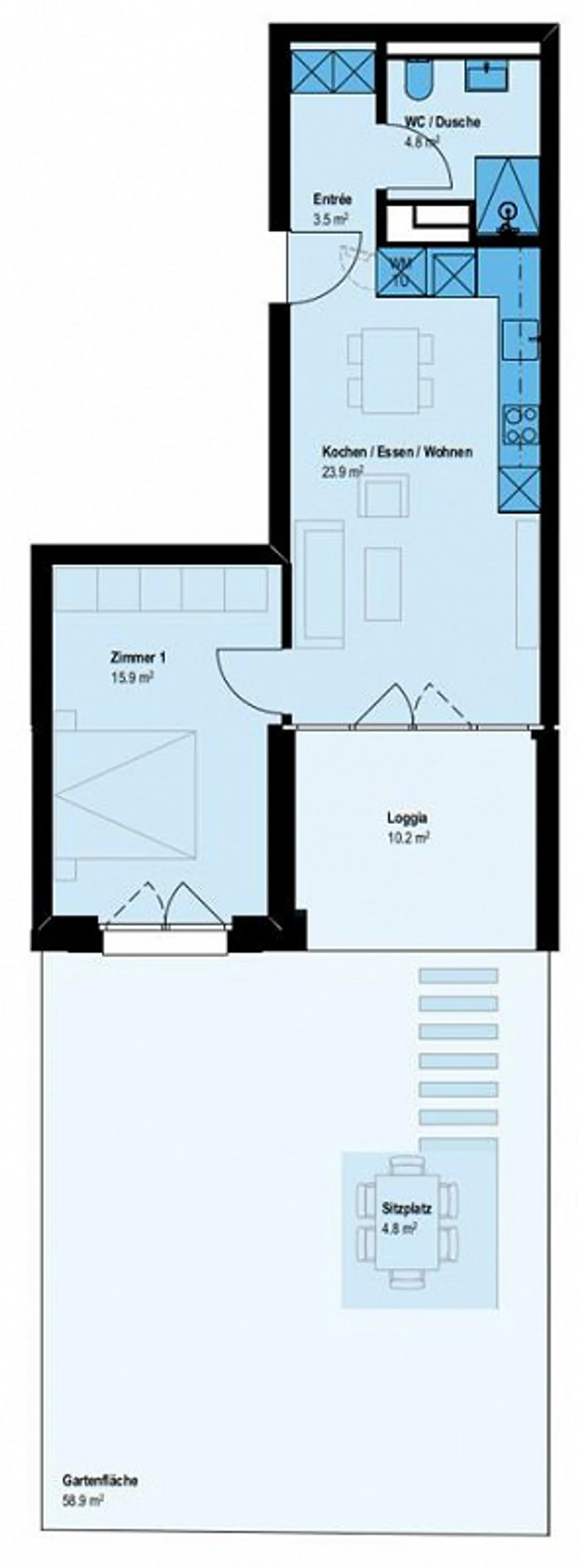 2.5-Room Garden Apartment with Large South Garden - New Building Au-Park - Photo 7 of 7