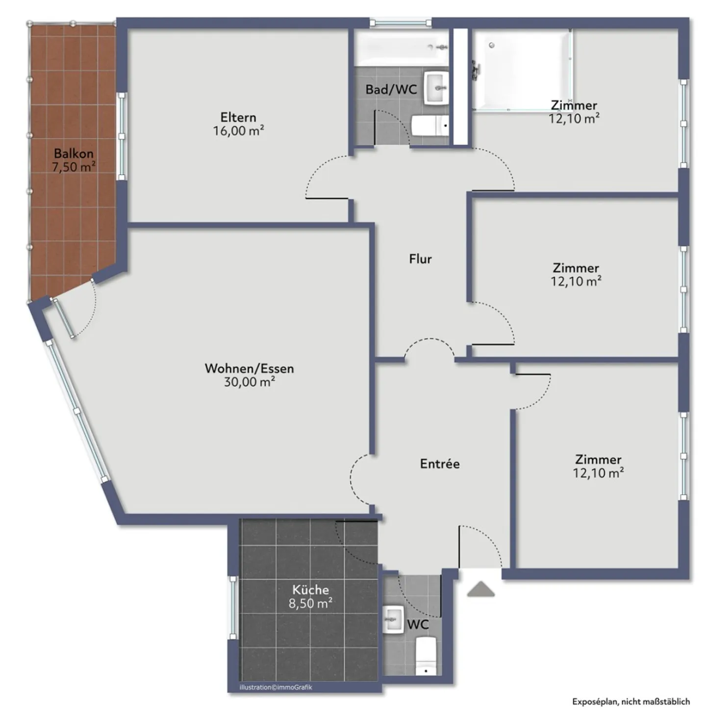 Appartement pratique de 5 pièces en ville au 2ème étage - Photo 10 sur 11