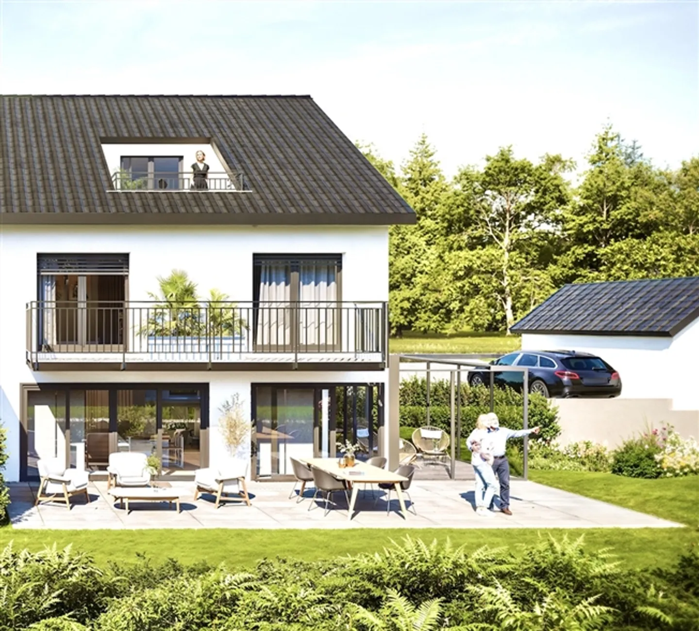 «Doppelhaushälfte von 5,5 Zimmern mit Verenda, Gartenhaus und Garage (lotB)» - Foto 2 von 13