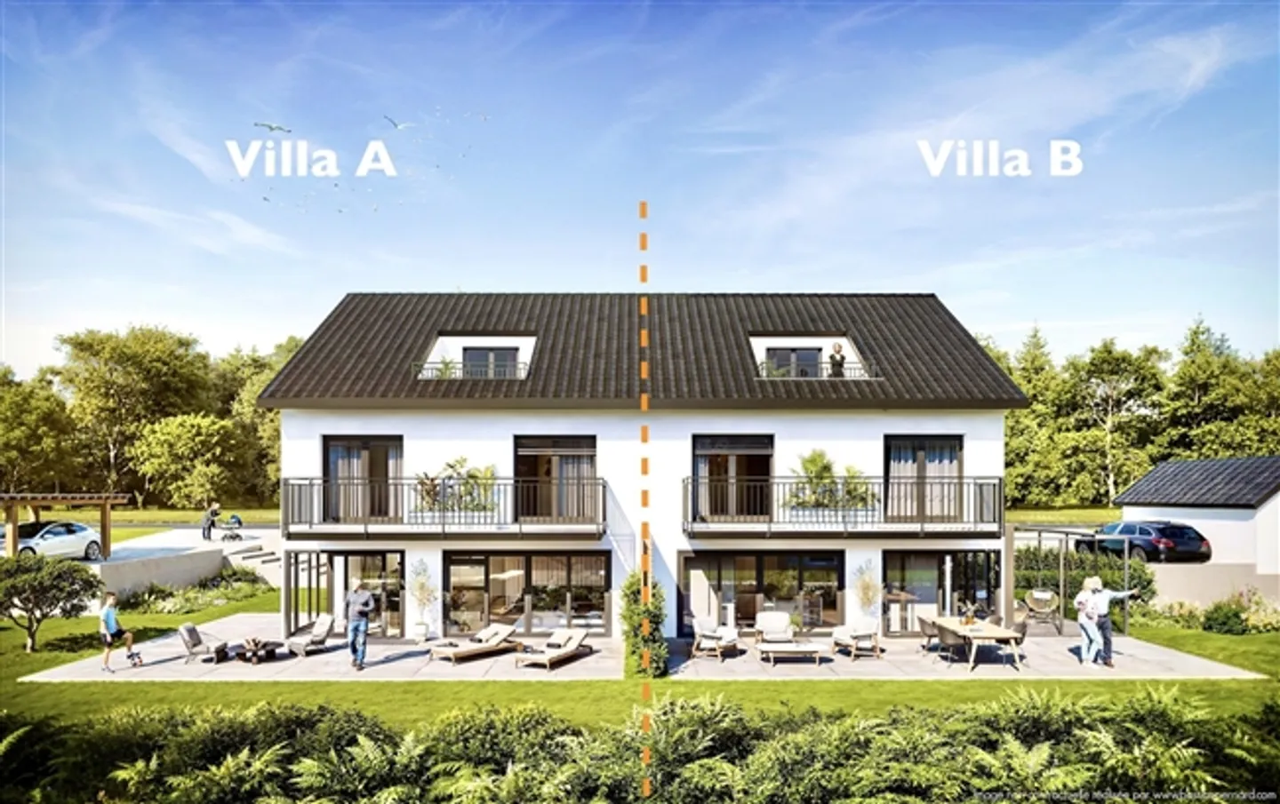 «Doppelhaushälfte von 5,5 Zimmern mit Verenda, Gartenhaus und Garage (lotB)» - Foto 4 von 13