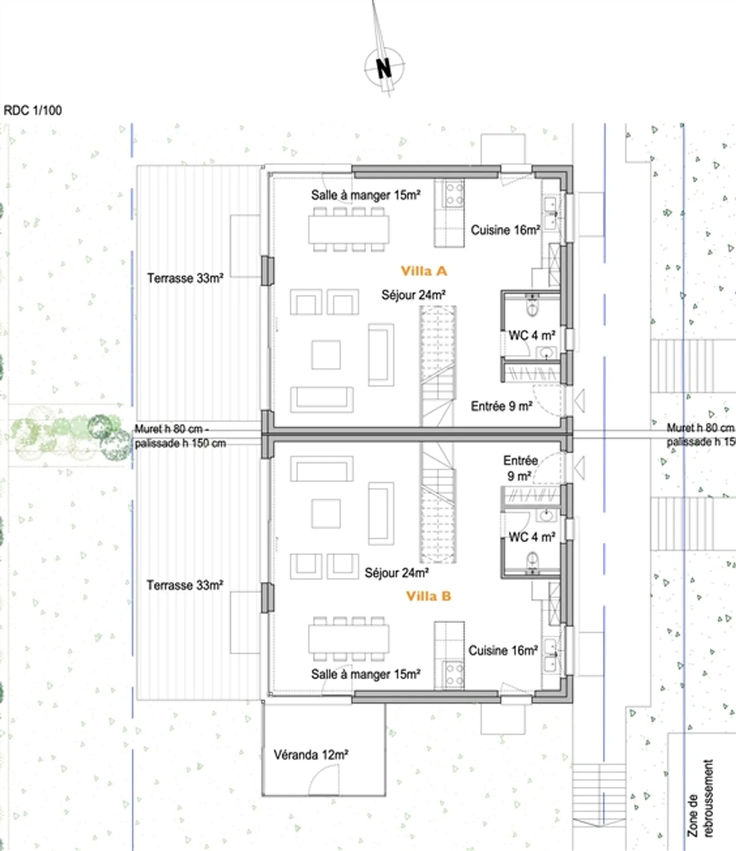 «Doppelhaushälfte von 5,5 Zimmern mit Verenda, Gartenhaus und Garage (lotB)» - Foto 5 von 13