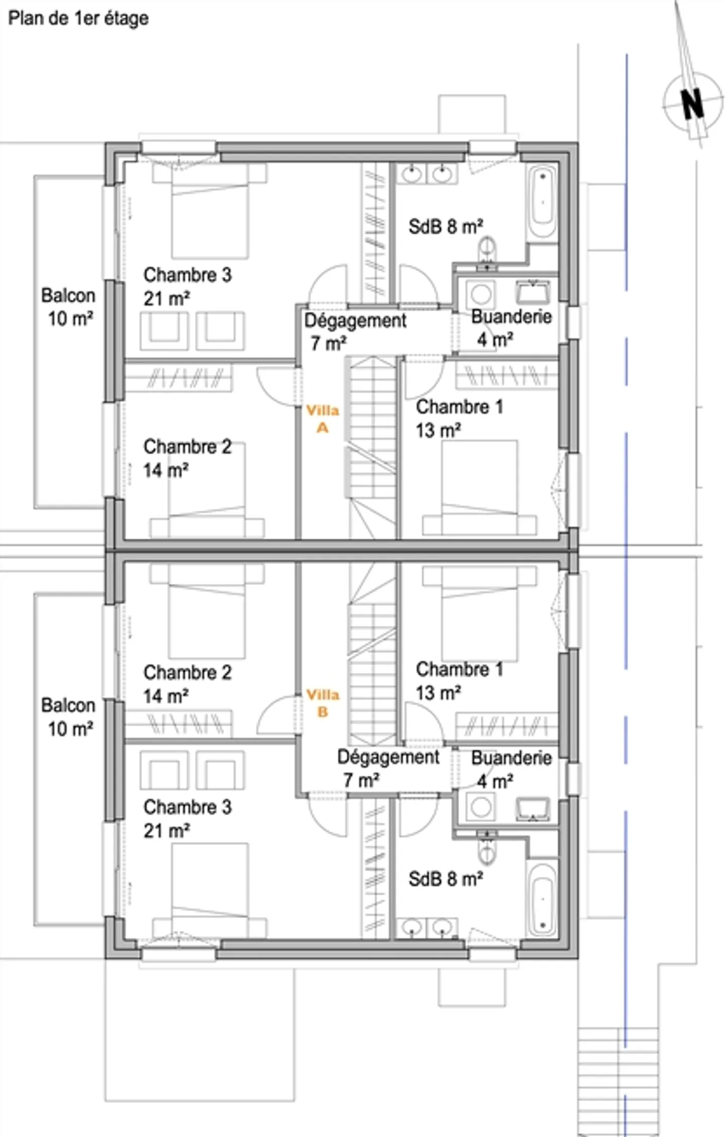 «Doppelhaushälfte von 5,5 Zimmern mit Verenda, Gartenhaus und Garage (lotB)» - Foto 7 von 13