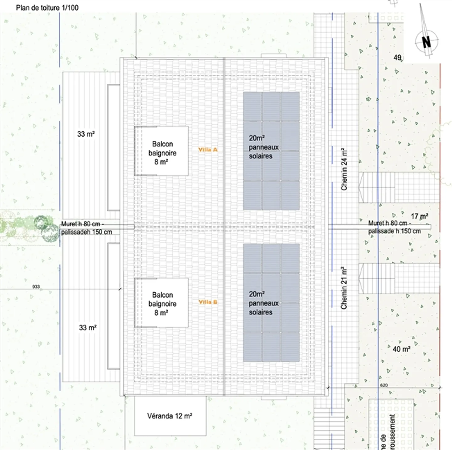 «Doppelhaushälfte von 5,5 Zimmern mit Verenda, Gartenhaus und Garage (lotB)» - Foto 12 von 13