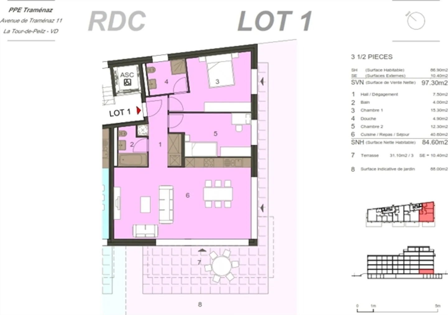 Lot 1 _ Nuovo appartamento di 3,5 stanze con giardino in vendita a La Tour-de-Peilz - Foto 3 di 13