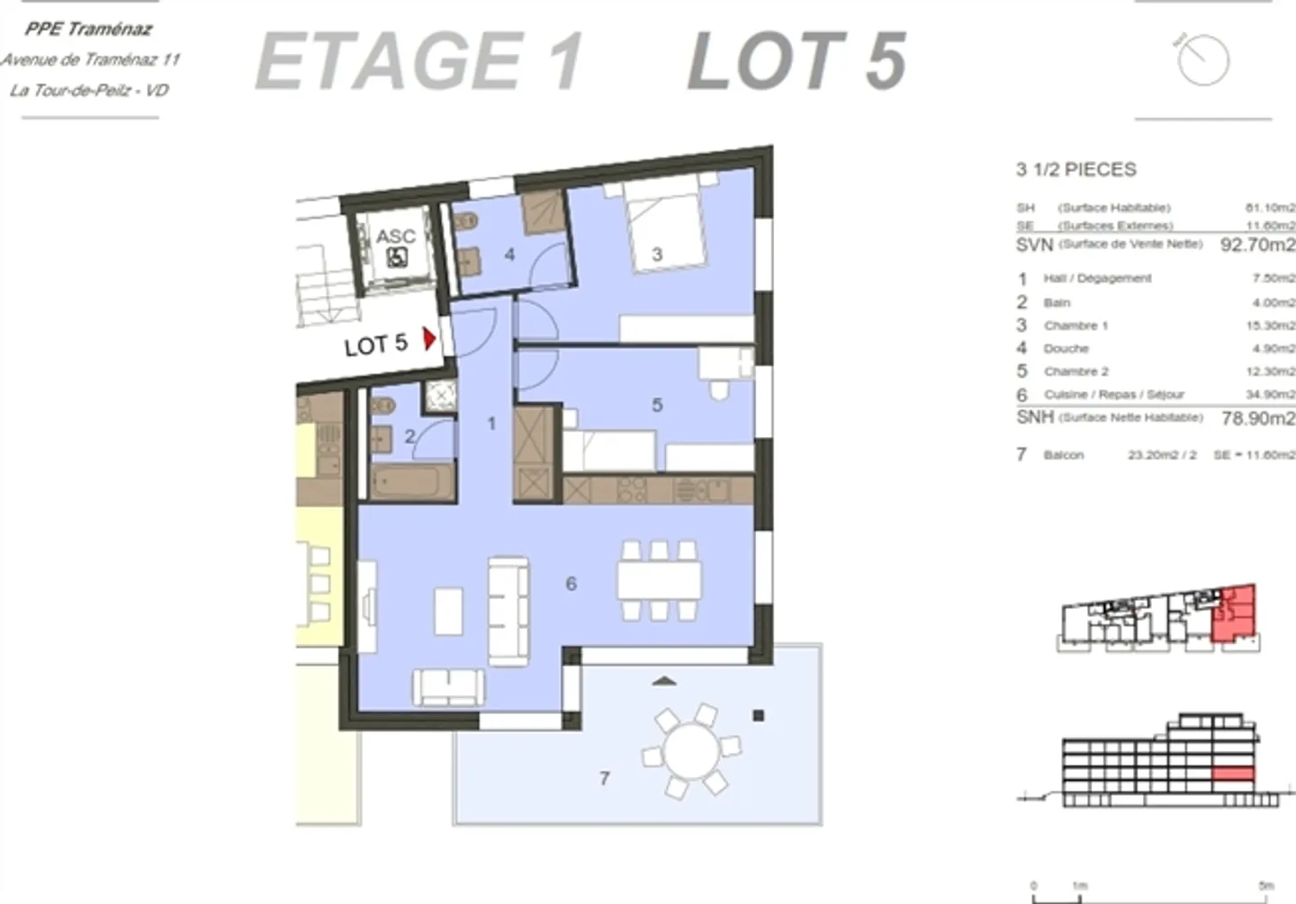 «Los 5 _ Neue 3,5-Zimmer-Wohnung zum Verkauf in La Tour-de-Peilz mit Terrasse.» - Foto 3 von 13