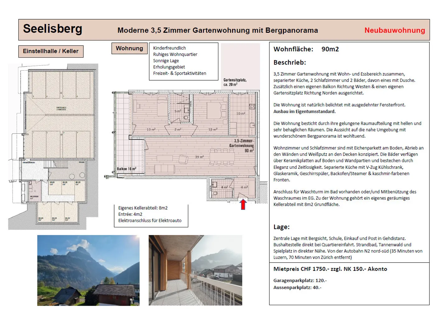 Moderno appartamento di 3,5 stanze con area giardino e panorama montano - Foto 11 di 11