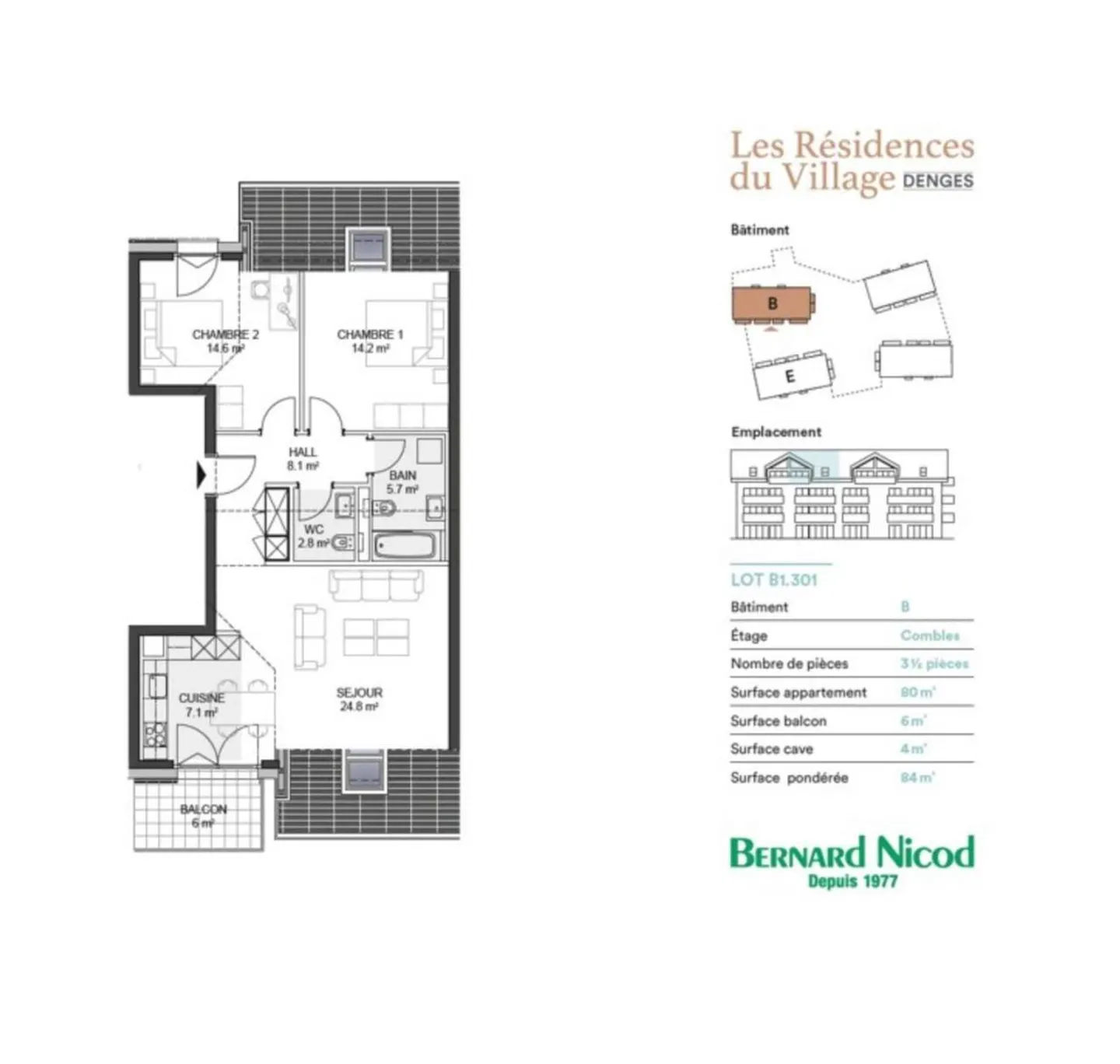 3.5-room attic with balcony - Photo 2 of 5