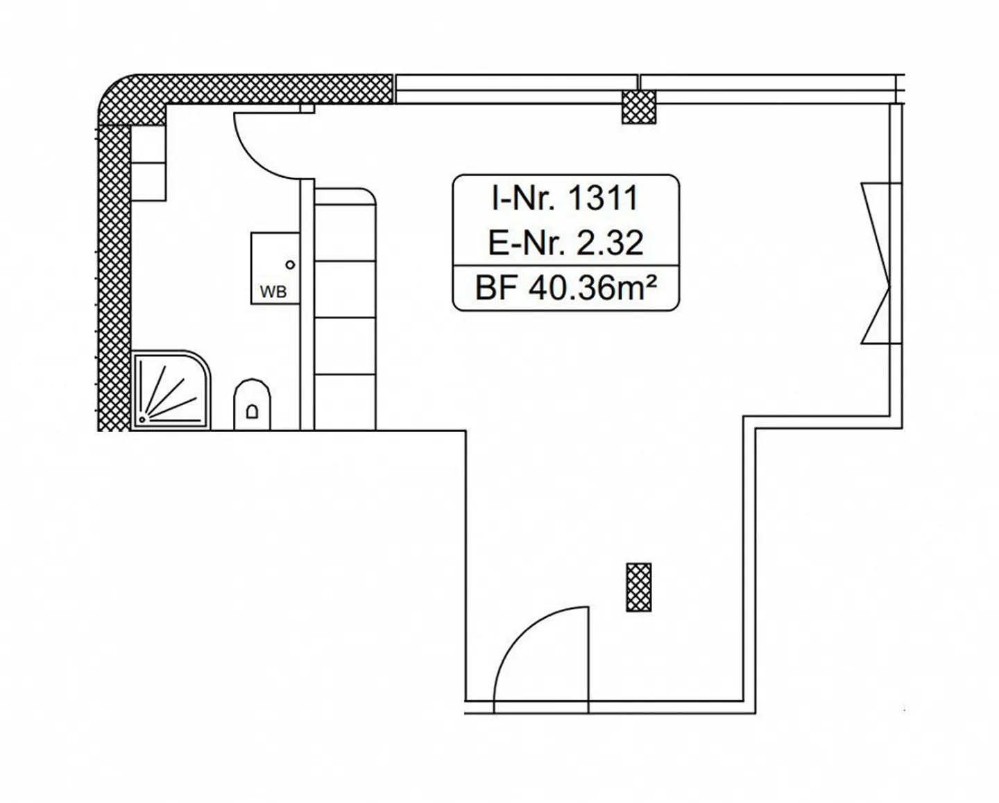 Studio lumineux avec cuisine et WC/douche séparés 40.36 m² - Photo 2 sur 7