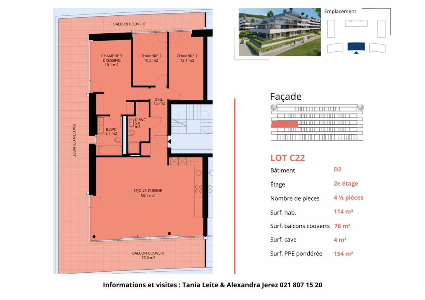 Luxuriöse 4,5-Zimmer-Wohnung mit überdachtem Balkon von 76m2 und Seeblick - Foto 13 von 13