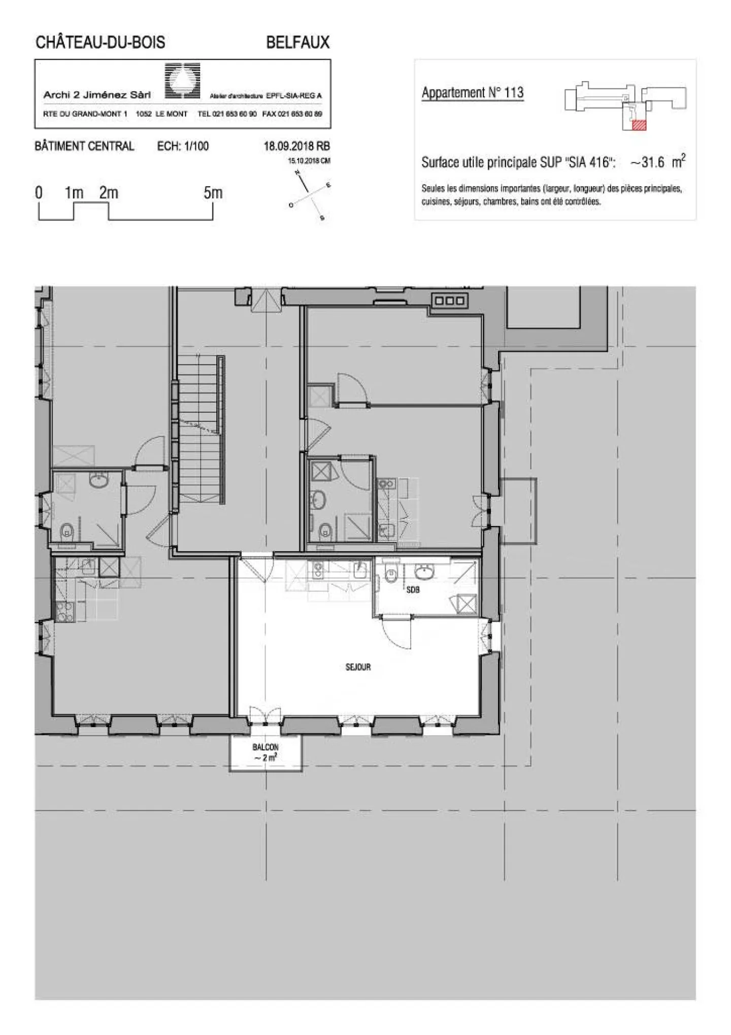Belfaux - Studio on the 1st floor with balcony - Photo 8 of 9