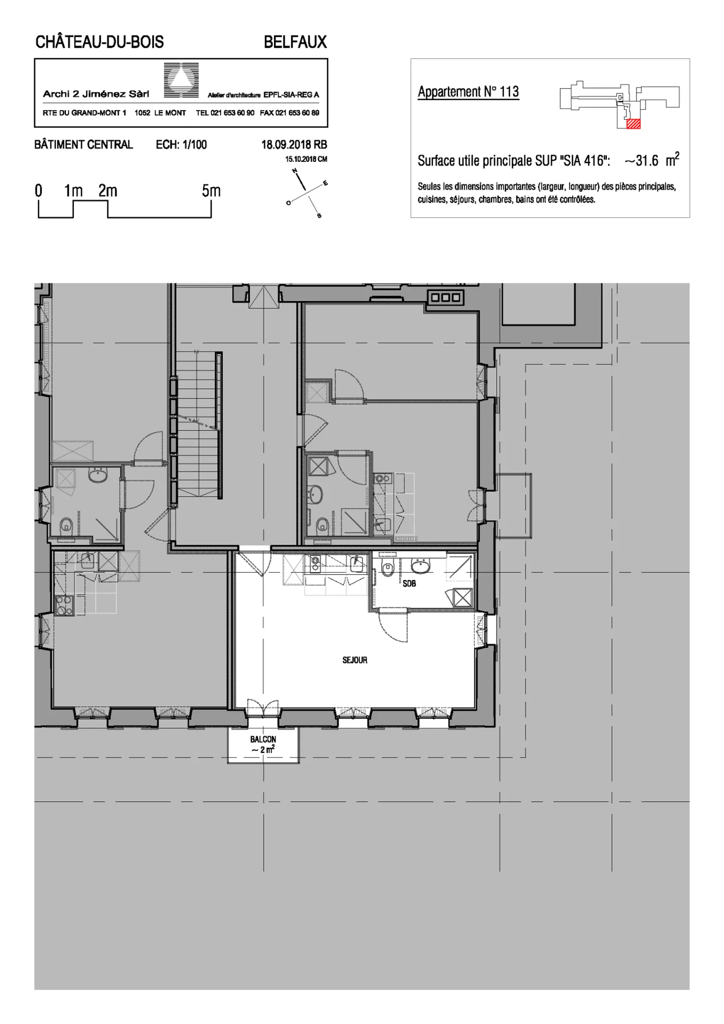Belfaux - Studio on the 1st floor with balcony - Photo 9 of 9