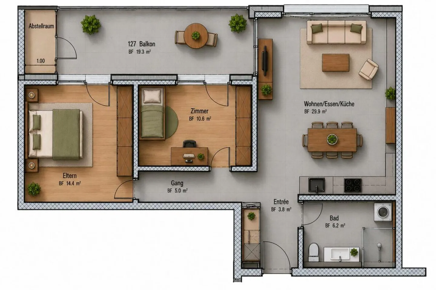 Appartamento attraente di 3½ stanze al piano terra - Foto 7 di 8