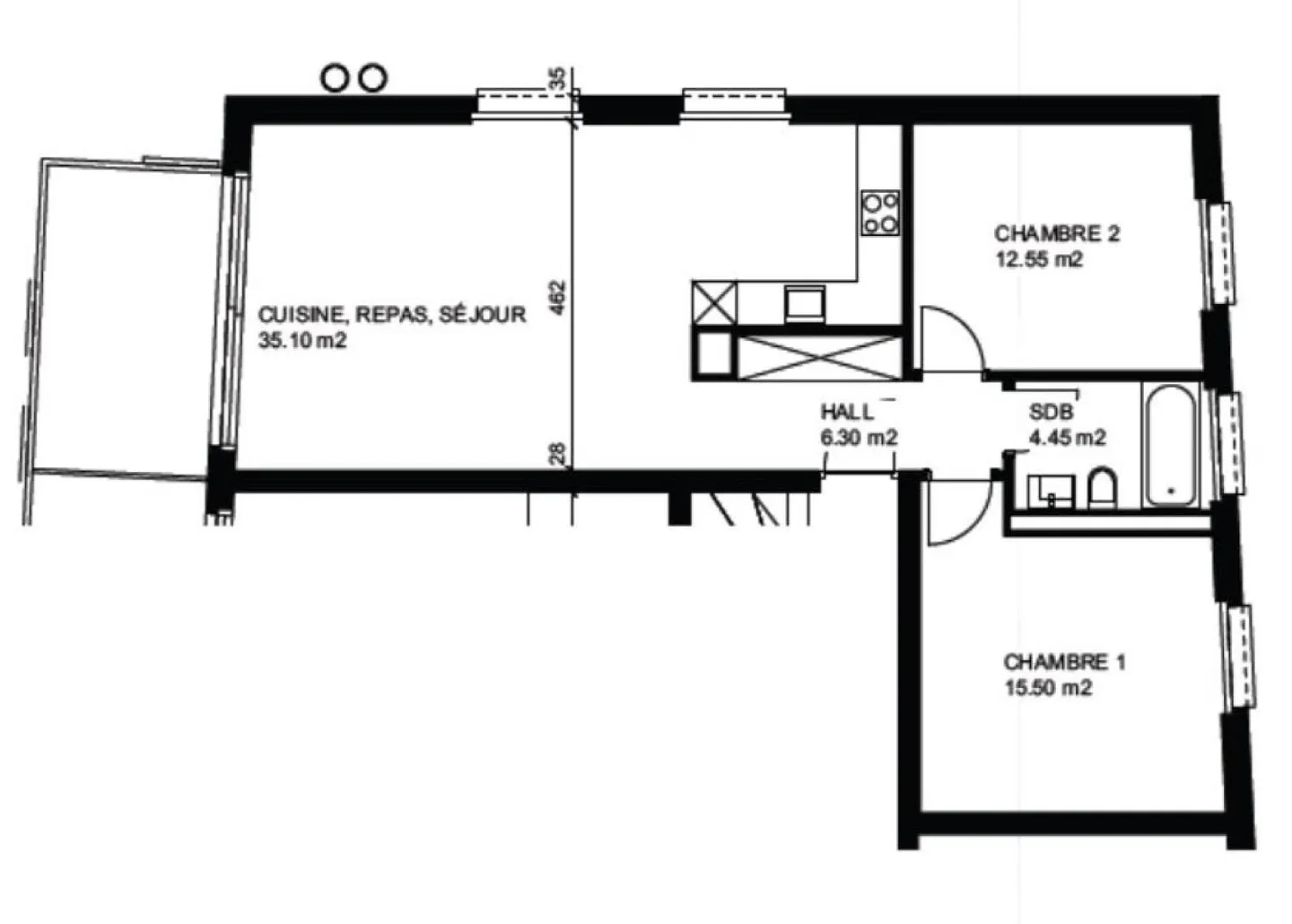 Appartement avec cuisine ouverte et balcon - Photo 8 sur 8