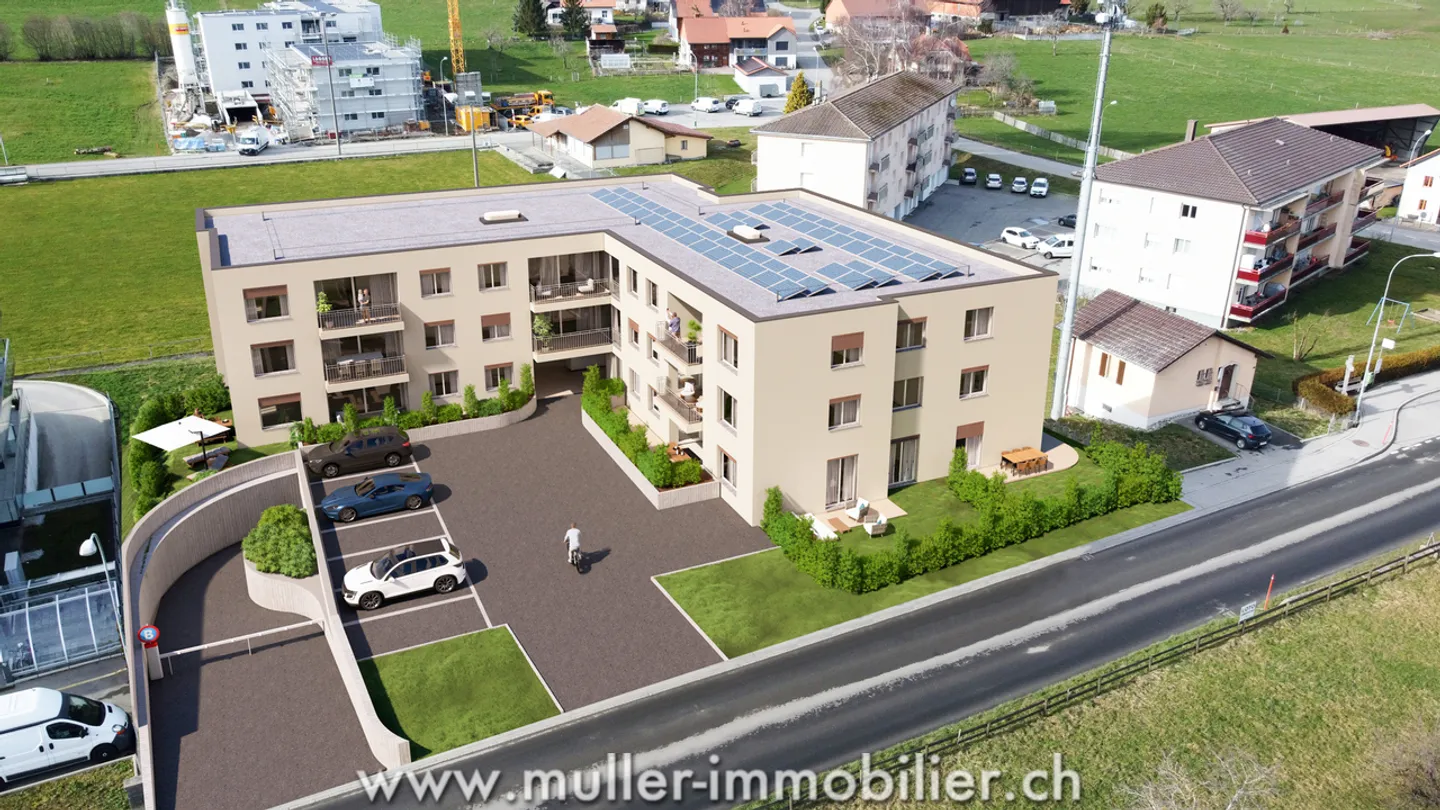 Siviriez, 4,5 neu mit Balkon und großen Fenstern bereit zum Bauen! - Foto 9 von 12