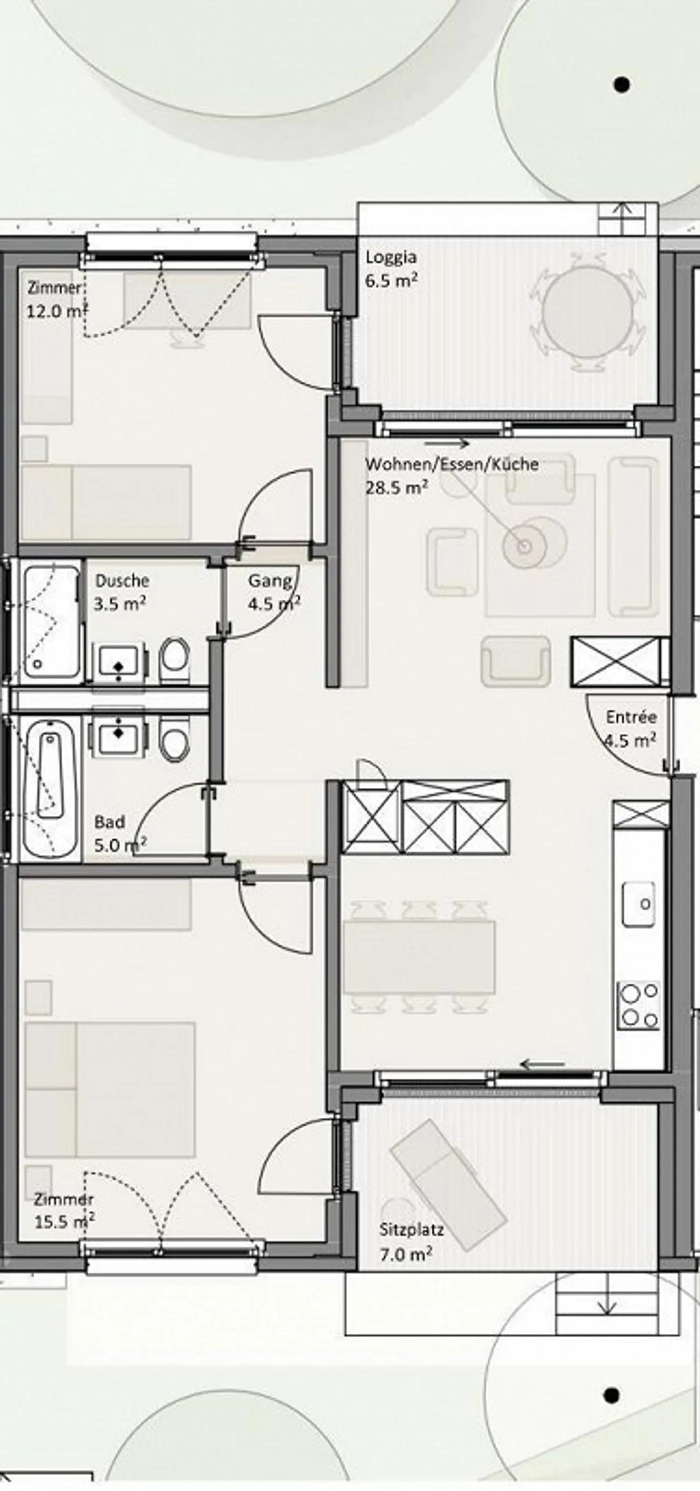 Appartement de 3,5 pièces au rez-de-chaussée à Zurich - Photo 2 sur 2