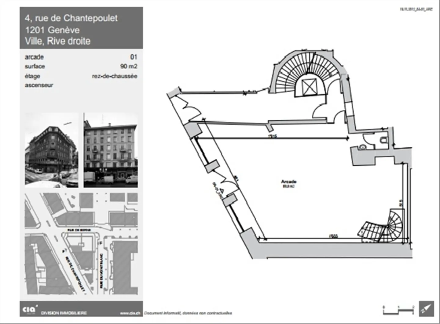 Arcade with 90 m² on the ground floor, office with 76 m² on the first floor and a storage room with 76 m² in the basement - Photo 2 of 2