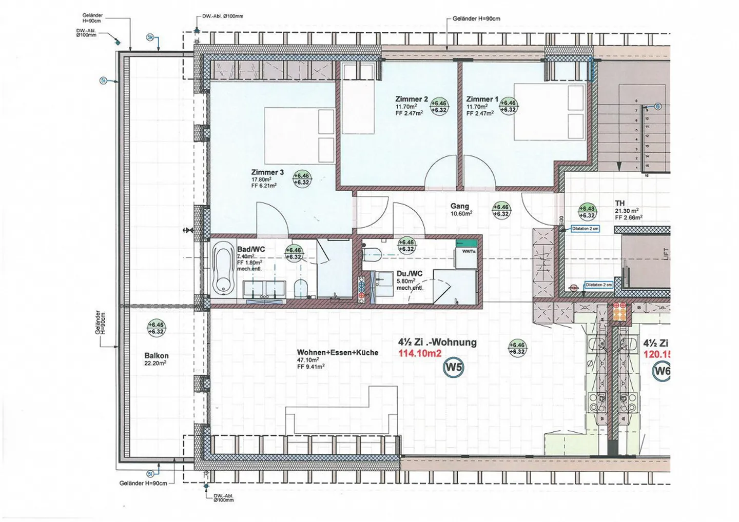 Appartement en attique avec borne de recharge à Ettingen, emplacement central - Photo 6 sur 6