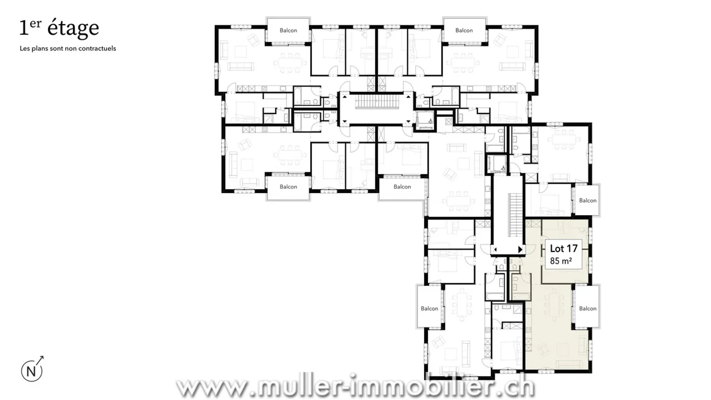 Appartement confortable de 3,5 pièces avec vue dégagée, à 5 minutes de Romont - Photo 11 sur 13