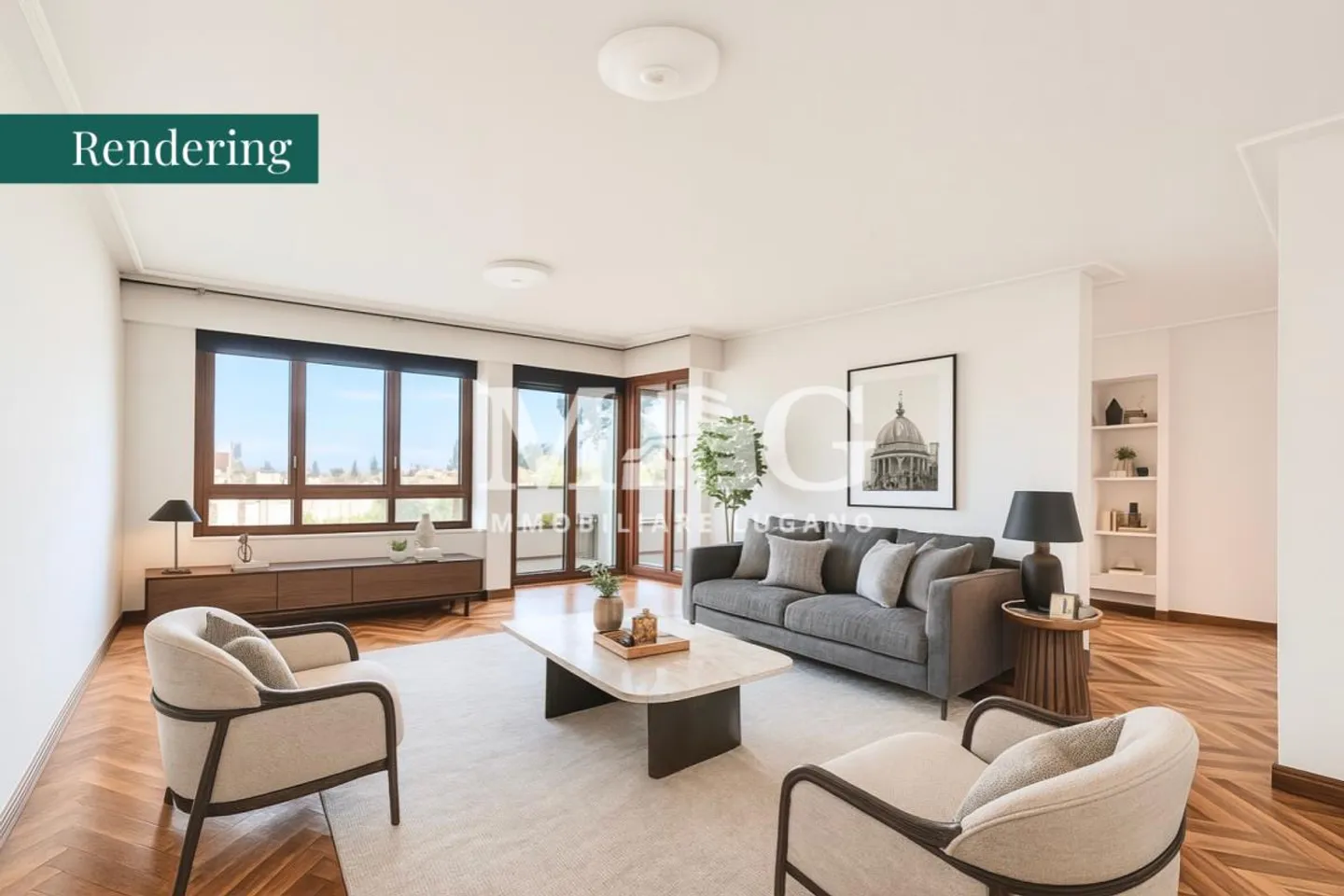 Appartement 4.5 pièces à vendre au centre de Lugano - lumineux, avec balcon et vue dégagée, piscine et place de parking - Photo 1 sur 12