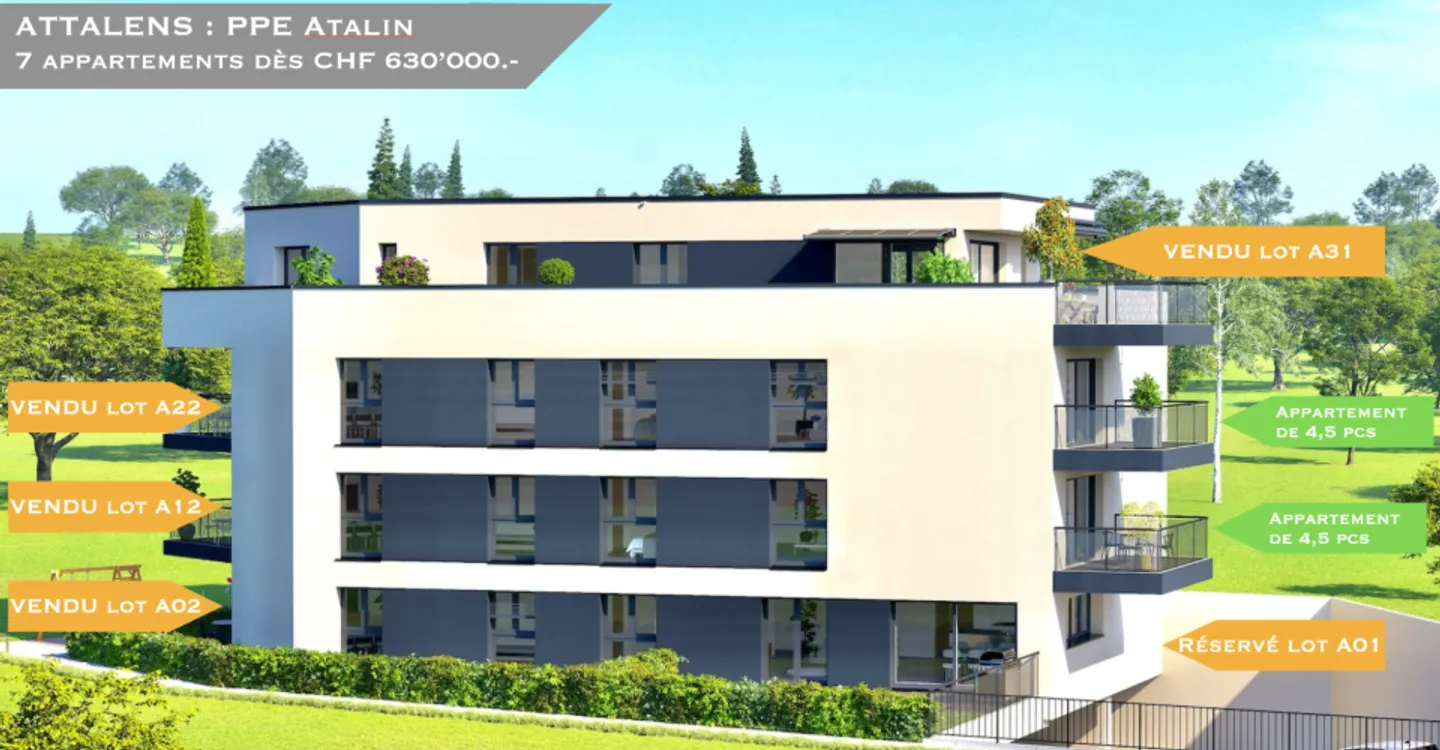 Magnificent 4.5-room apartment with 1 parking space in Attalens (A21) - Photo 2 of 14