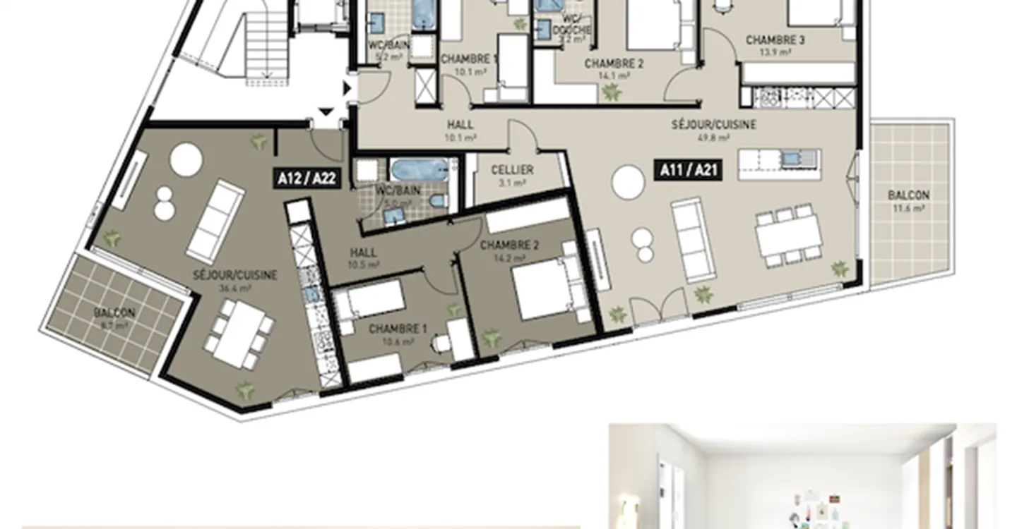 Magnificent 4.5-room apartment with 1 parking space in Attalens (A21) - Photo 6 of 14