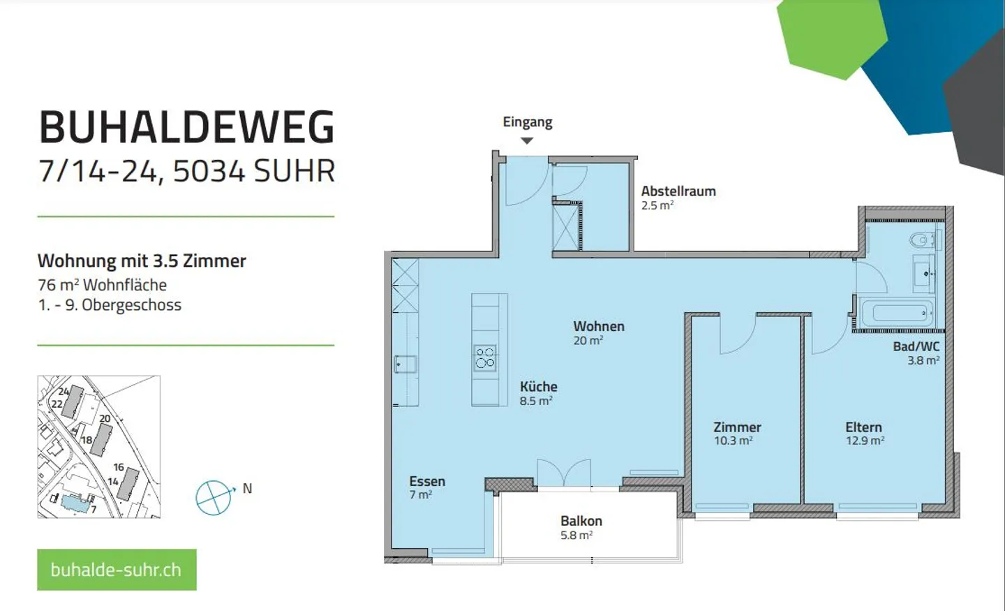 Cercasi subaffitto: appartamento di 3,5 stanze con isola cucina e balcone a Suhr - Foto 8 di 8