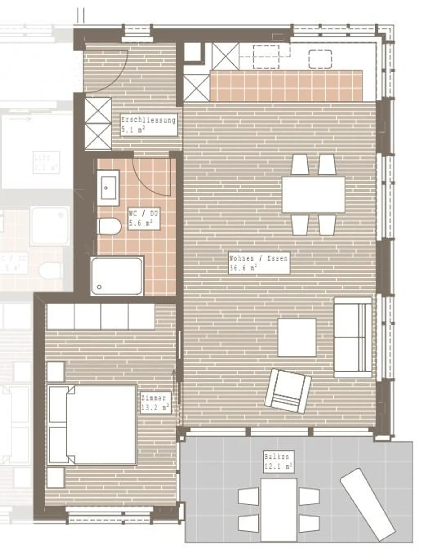 Moderne 2.5 Zimmer-Wohnung in Teufen - Foto 5 von 5