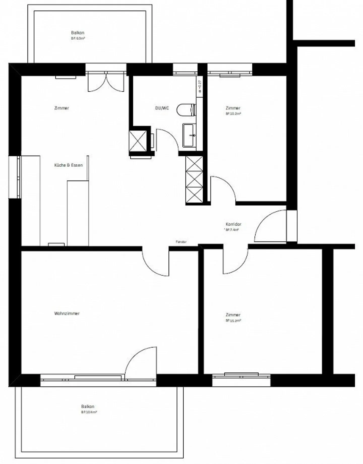 3.5 Zi-Wohnung mit 2 Balkonen - Foto 8 von 8
