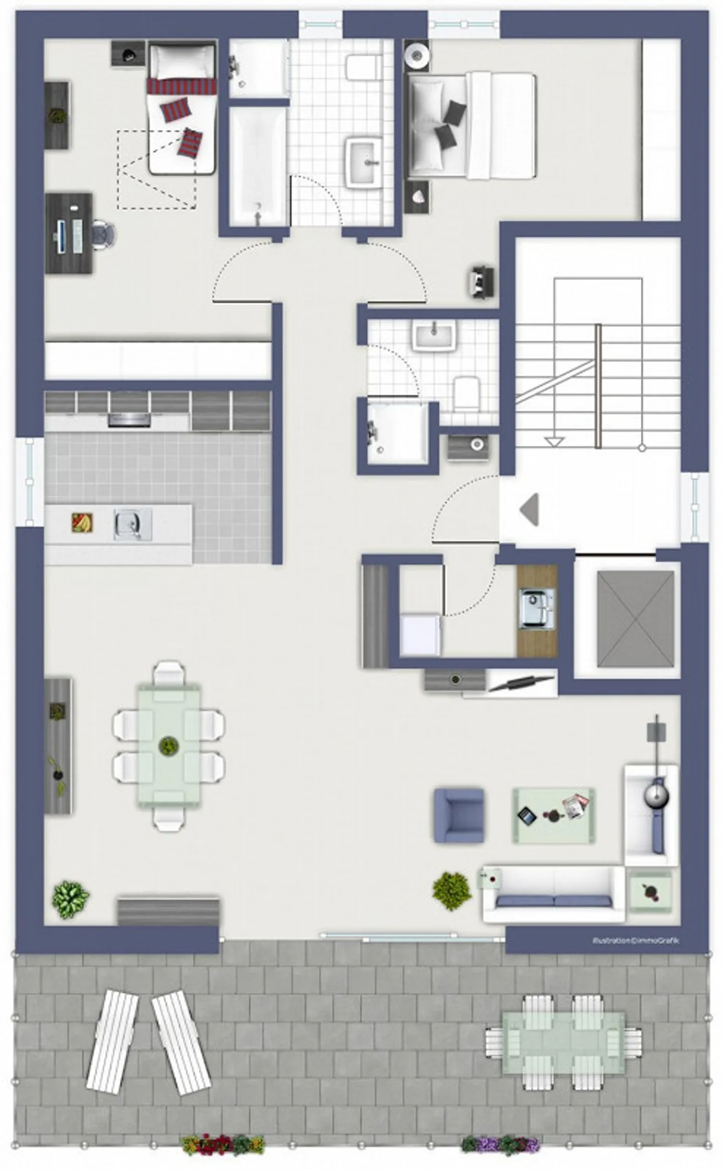 3.5-room attic apartment with beautiful panoramic view - Photo 8 of 8