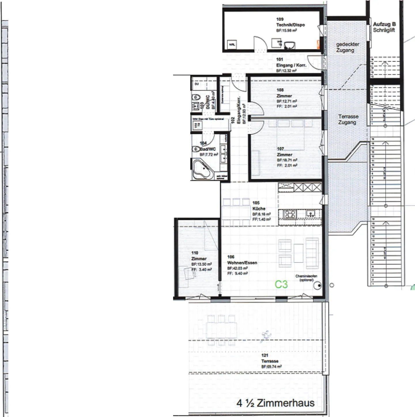 Bellissimo appartamento con terrazza 4 1/2 locali in affitto in standard di proprietà - Foto 11 di 11