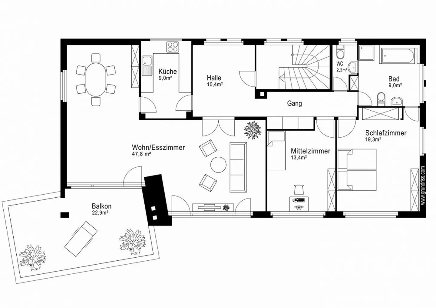 Appartement spacieux de 3 pièces dans un emplacement privilégié - Photo 9 sur 10