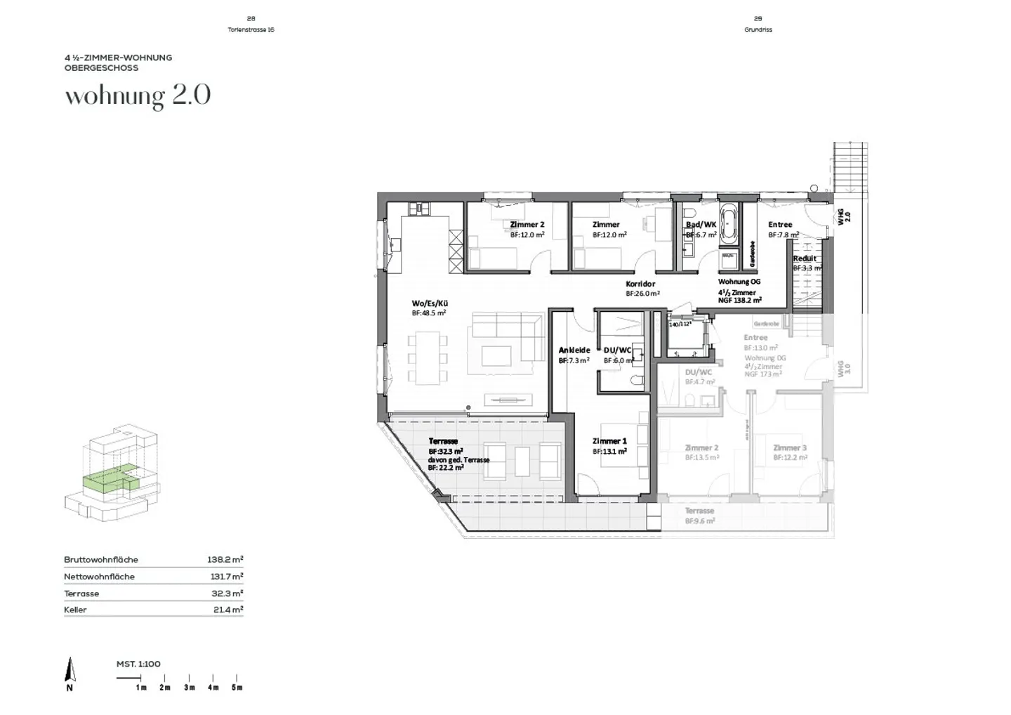 Spacious 4.5-Room Apartment on the Upper Floor, 138m2 Living Space, Lake and Mountain View, in a Nature-Friendly Location - Photo 5 of 10