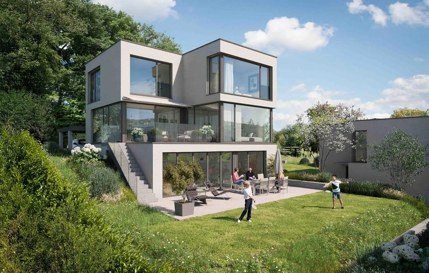 Casa unifamiliare di nuova costruzione con vista panoramica (Casa 2) a Münchenstein - Foto 1 di 7