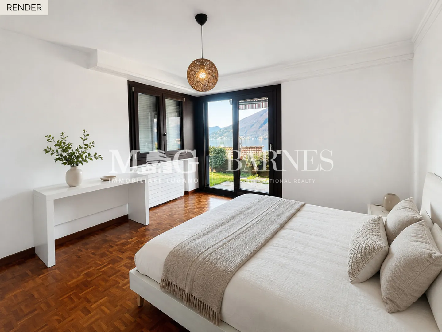 Bissone: 4,5-Zimmer-Wohnung, Garten, Garage, Seeblick - Foto 8 von 9