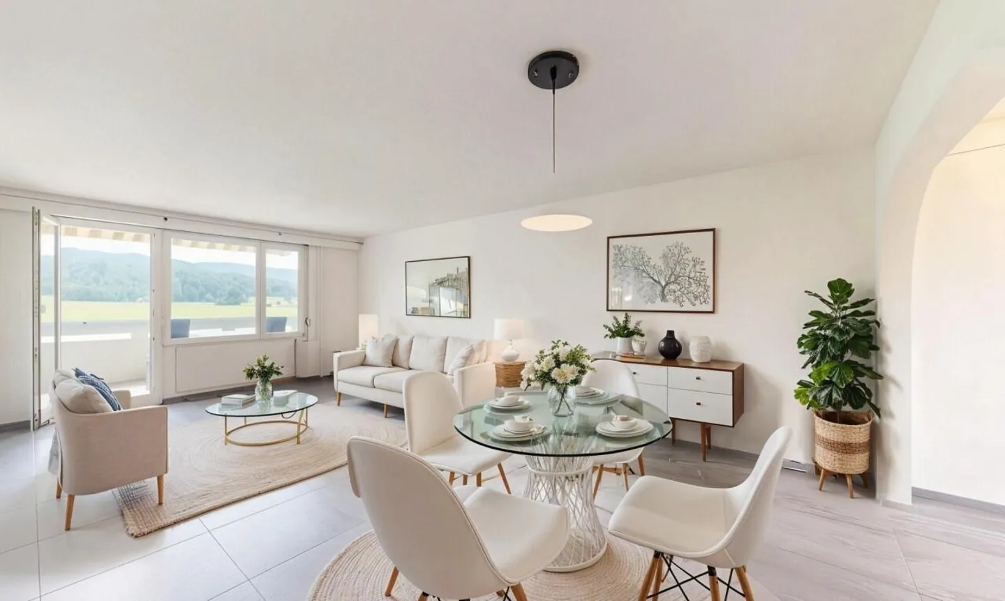 Appartement rénové de 4,5 pièces avec vue dégagée - Photo 3 sur 13